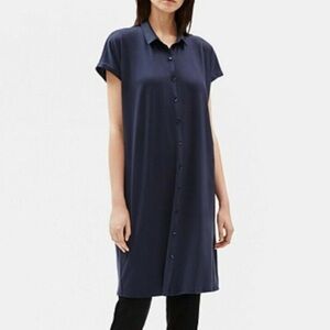 Eileen Fisher Viscose Jersey Shirt Dress Blue Size S